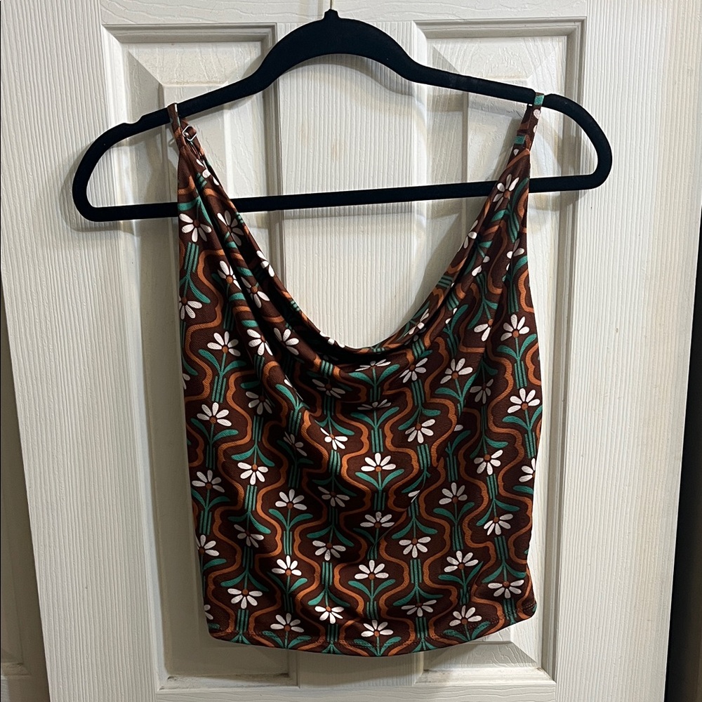 Floral Brown Cowl Neck Top